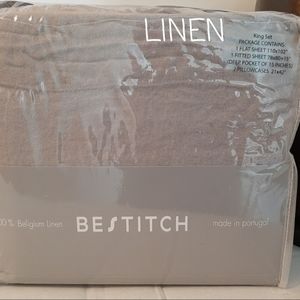 Bestitch Belgium Linen KING Sheet set gray